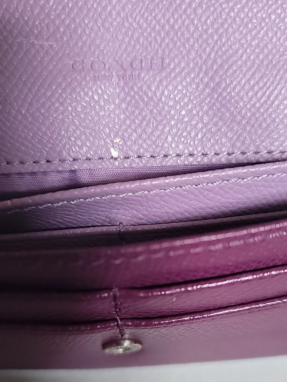 Coach Plum Leather Continental Wallet with Python-Print Envelope Style